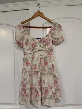 Trixxi Floral Print Tiered Fit and Flare Mini Dress, Size S